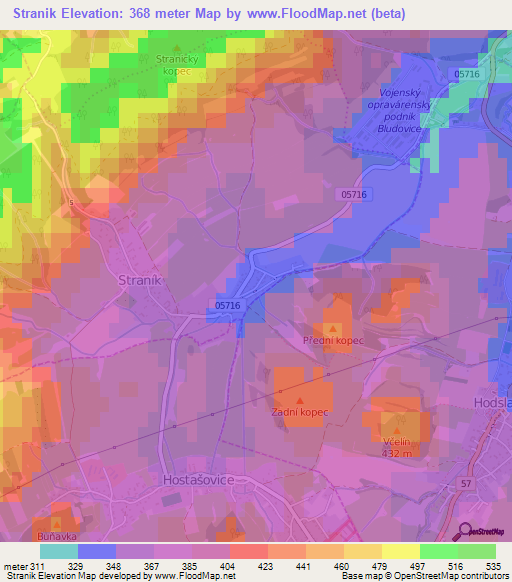 Stranik,Czech Republic Elevation Map