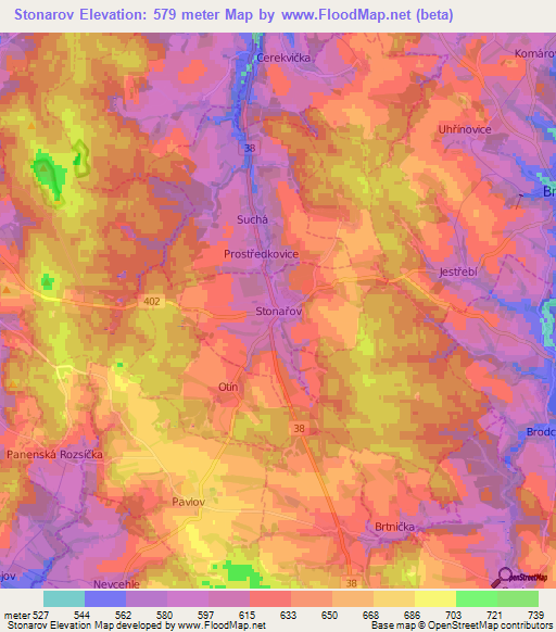 Stonarov,Czech Republic Elevation Map