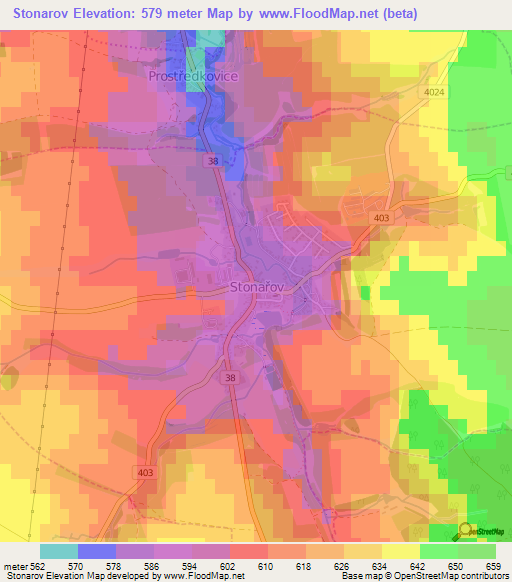 Stonarov,Czech Republic Elevation Map