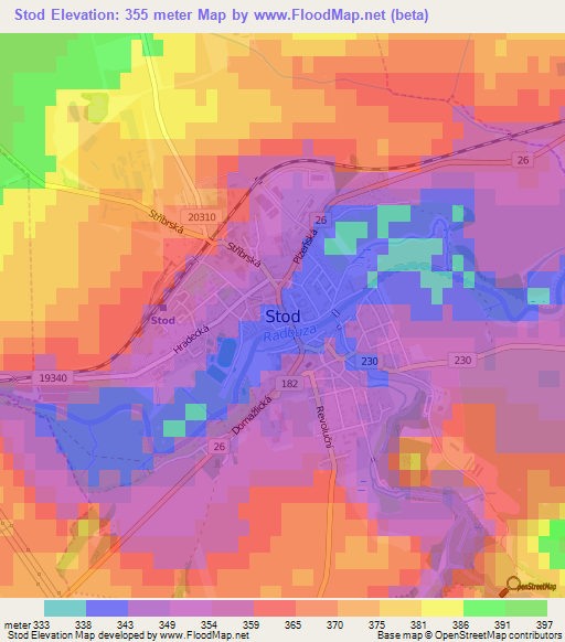 Stod,Czech Republic Elevation Map
