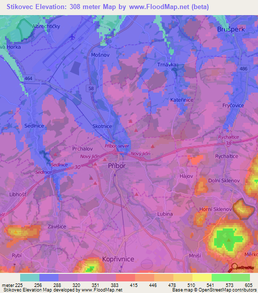 Stikovec,Czech Republic Elevation Map