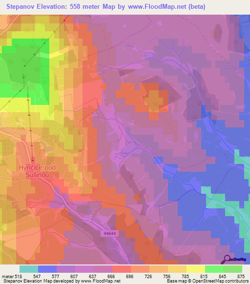 Stepanov,Czech Republic Elevation Map