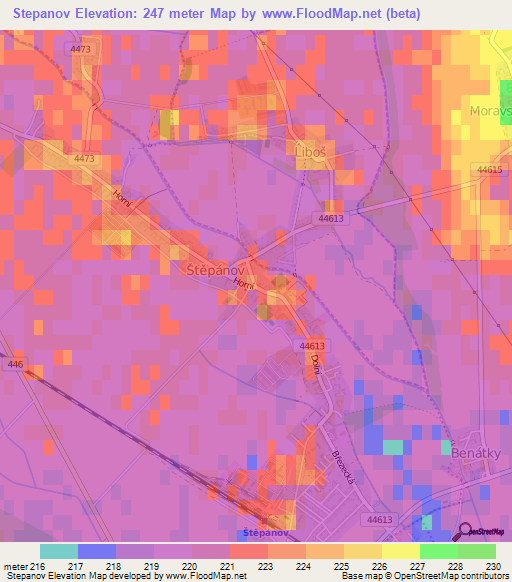 Stepanov,Czech Republic Elevation Map
