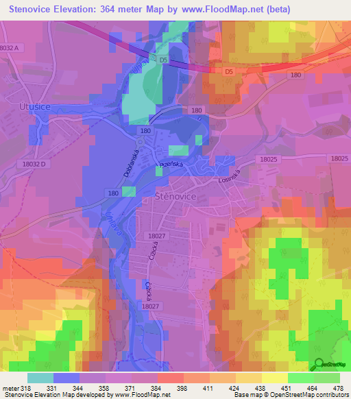 Stenovice,Czech Republic Elevation Map