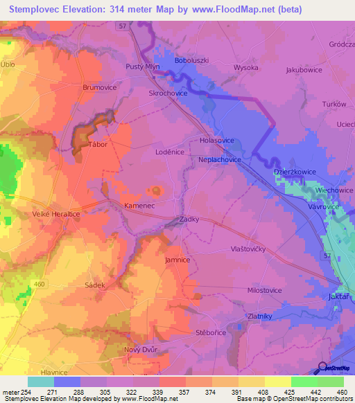 Stemplovec,Czech Republic Elevation Map
