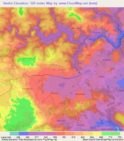 Stedra,Czech Republic Elevation Map