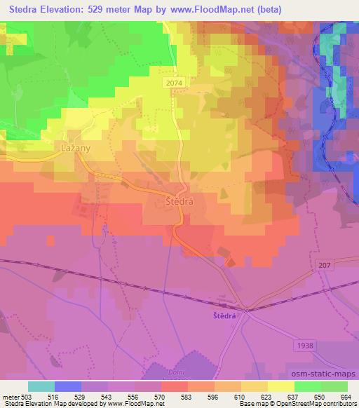 Stedra,Czech Republic Elevation Map