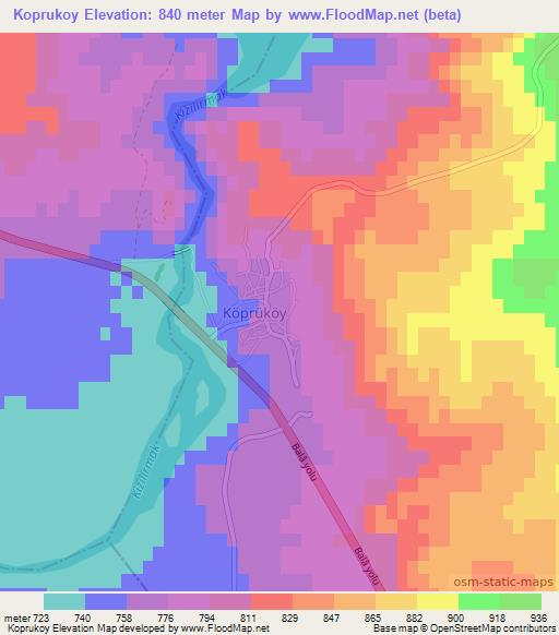 Koprukoy,Turkey Elevation Map
