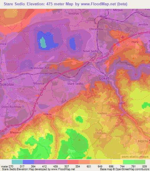 Stare Sedlo,Czech Republic Elevation Map