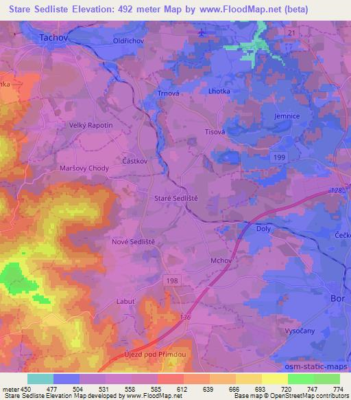 Stare Sedliste,Czech Republic Elevation Map