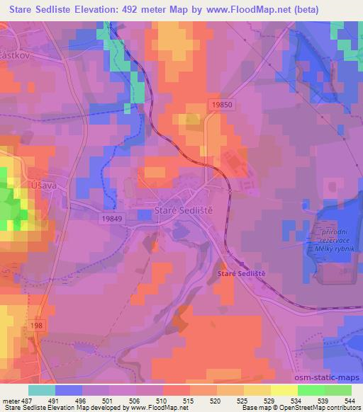 Stare Sedliste,Czech Republic Elevation Map