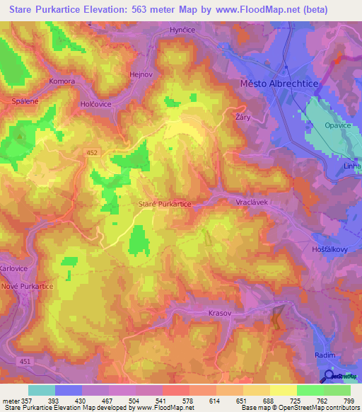 Stare Purkartice,Czech Republic Elevation Map