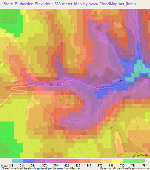 Stare Purkartice,Czech Republic Elevation Map