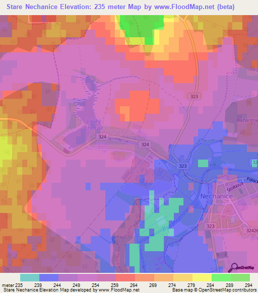 Stare Nechanice,Czech Republic Elevation Map