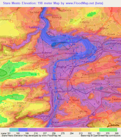 Stare Mesto,Czech Republic Elevation Map