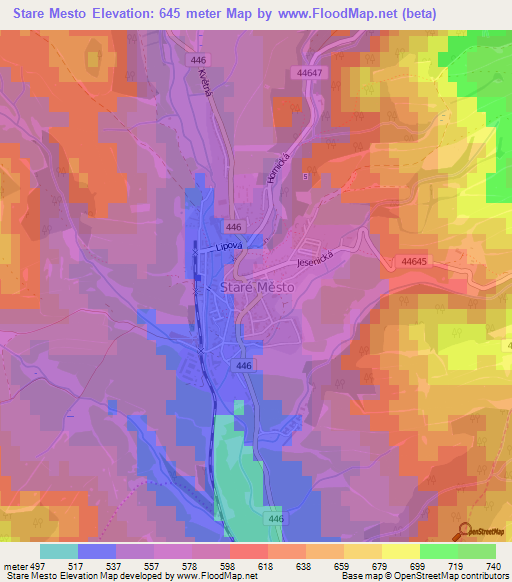 Stare Mesto,Czech Republic Elevation Map