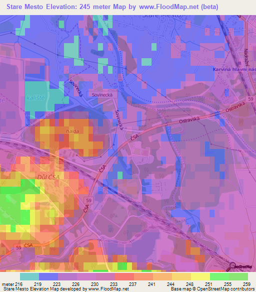 Stare Mesto,Czech Republic Elevation Map
