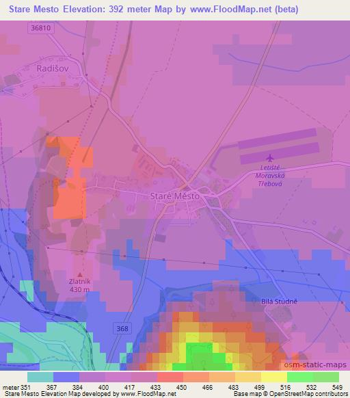 Stare Mesto,Czech Republic Elevation Map