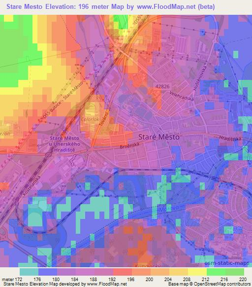 Stare Mesto,Czech Republic Elevation Map