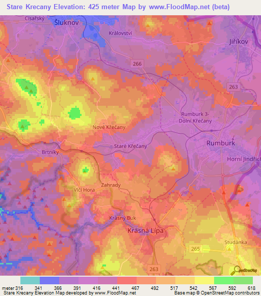 Stare Krecany,Czech Republic Elevation Map