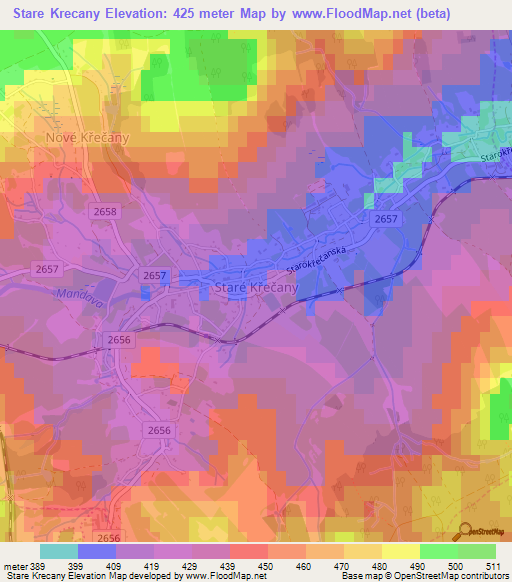 Stare Krecany,Czech Republic Elevation Map