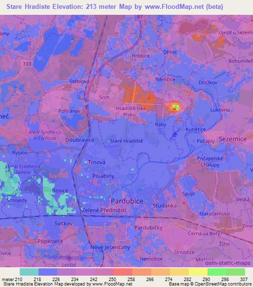 Stare Hradiste,Czech Republic Elevation Map