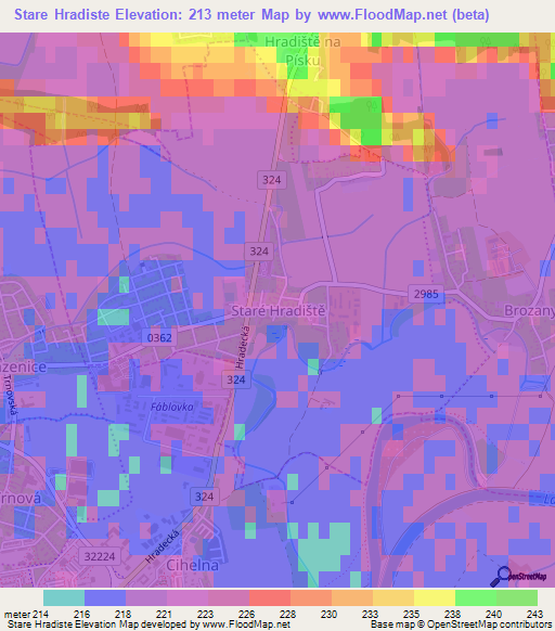 Stare Hradiste,Czech Republic Elevation Map