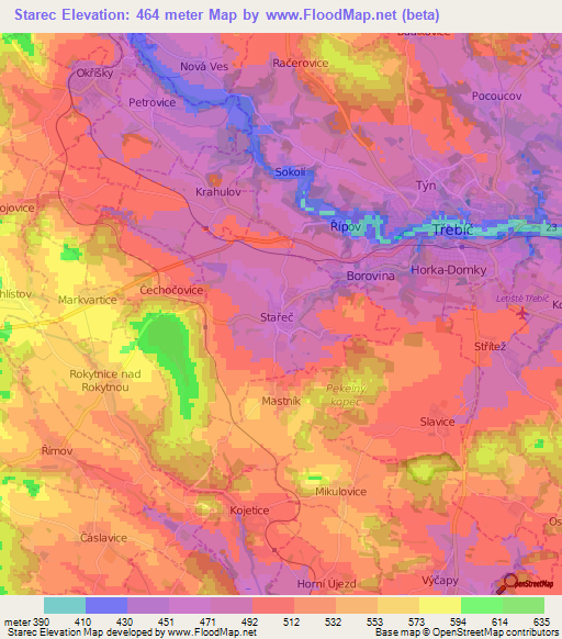 Starec,Czech Republic Elevation Map