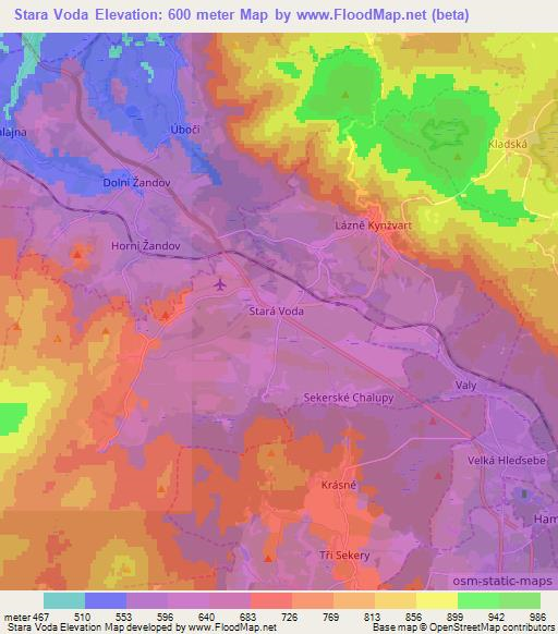 Stara Voda,Czech Republic Elevation Map