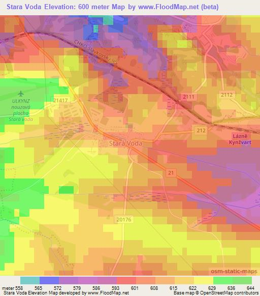 Stara Voda,Czech Republic Elevation Map
