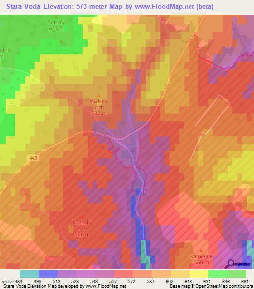 Stara Voda,Czech Republic Elevation Map