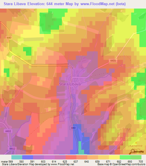 Stara Libava,Czech Republic Elevation Map