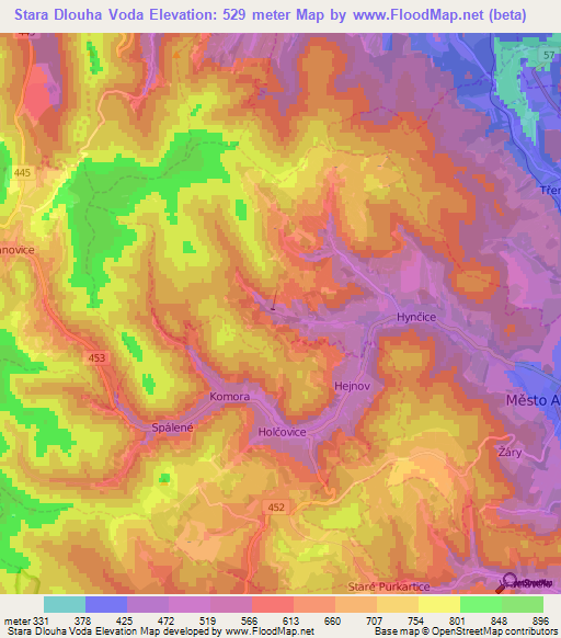 Stara Dlouha Voda,Czech Republic Elevation Map