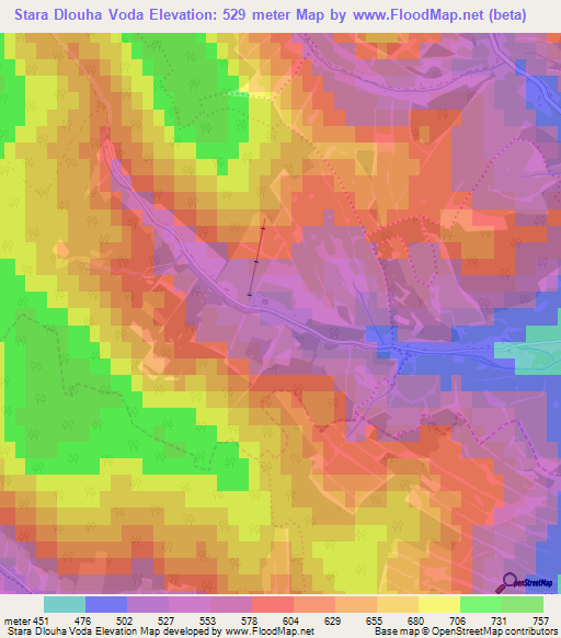 Stara Dlouha Voda,Czech Republic Elevation Map