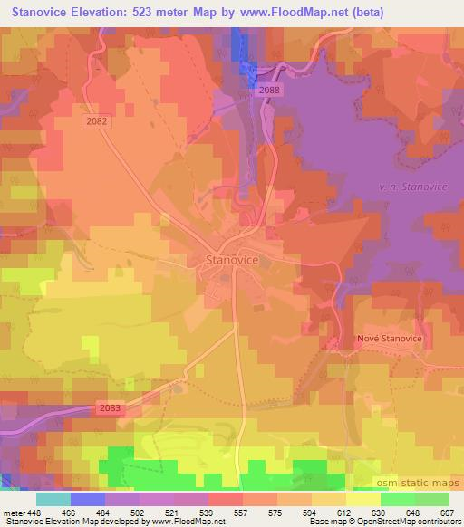 Stanovice,Czech Republic Elevation Map