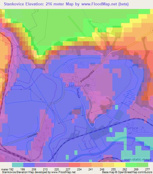 Stankovice,Czech Republic Elevation Map