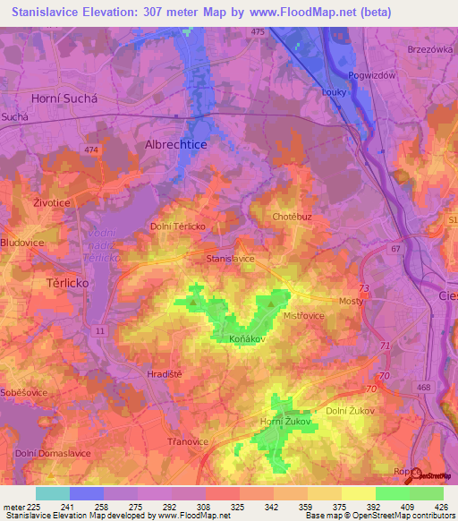 Stanislavice,Czech Republic Elevation Map