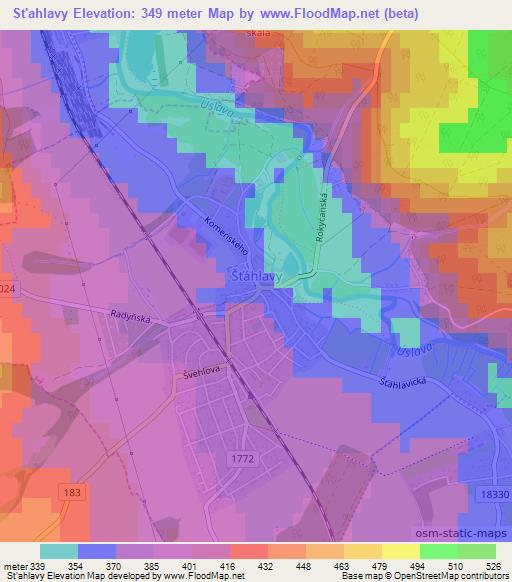 St'ahlavy,Czech Republic Elevation Map