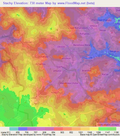 Stachy,Czech Republic Elevation Map