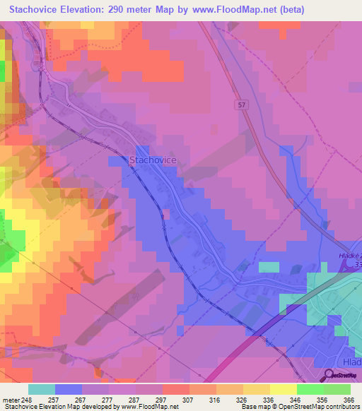 Stachovice,Czech Republic Elevation Map