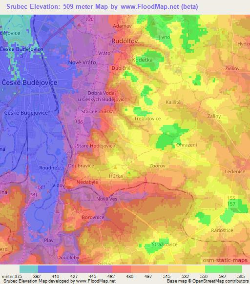Srubec,Czech Republic Elevation Map