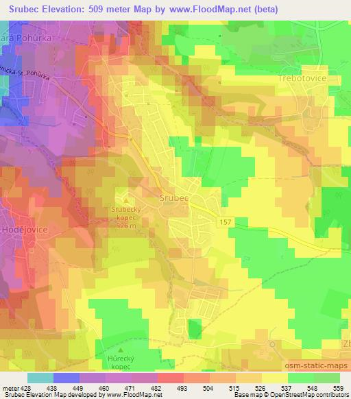 Srubec,Czech Republic Elevation Map