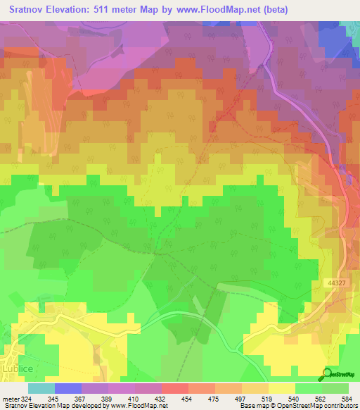 Sratnov,Czech Republic Elevation Map