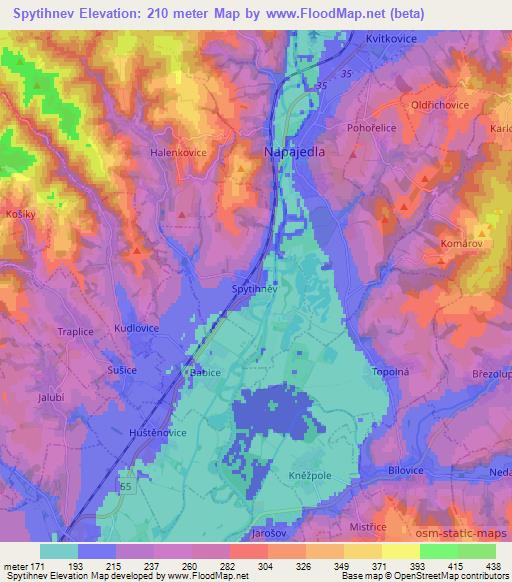 Spytihnev,Czech Republic Elevation Map