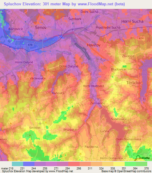 Spluchov,Czech Republic Elevation Map