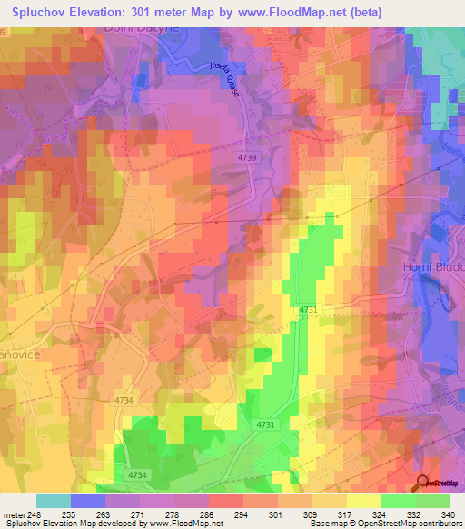 Spluchov,Czech Republic Elevation Map