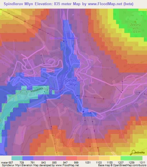 Spindleruv Mlyn,Czech Republic Elevation Map