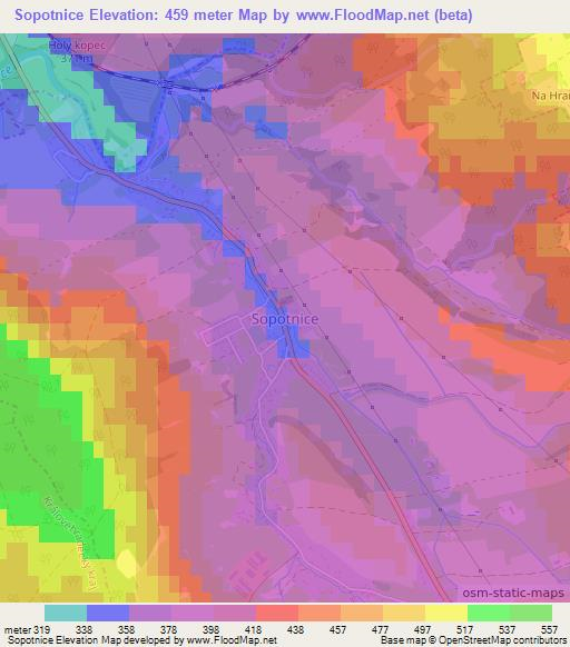 Sopotnice,Czech Republic Elevation Map