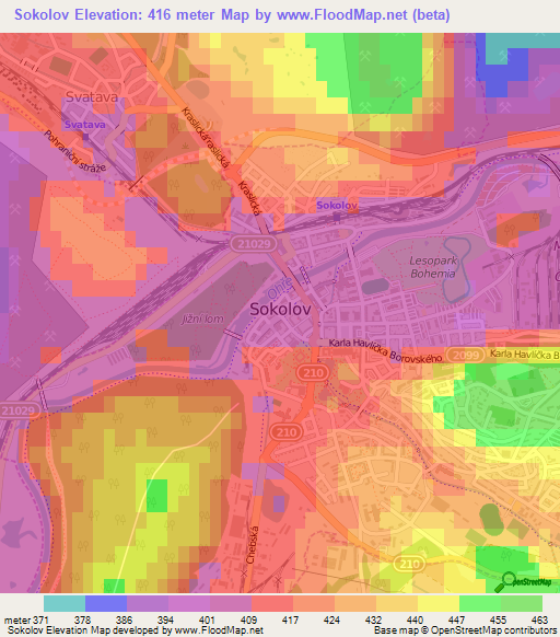 Sokolov,Czech Republic Elevation Map