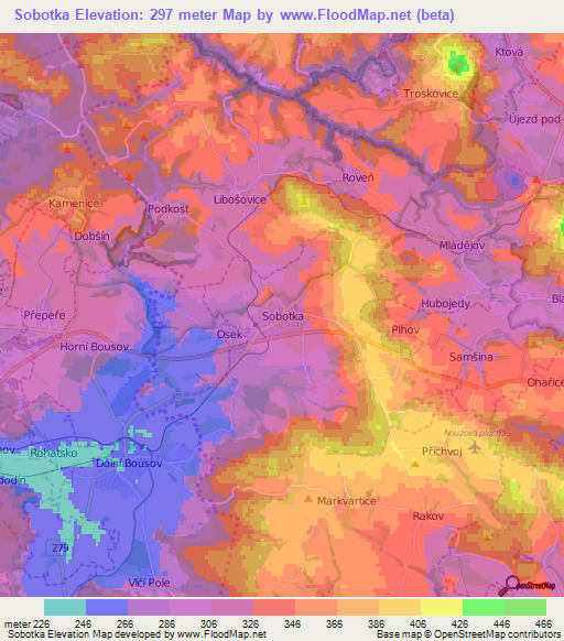 Sobotka,Czech Republic Elevation Map